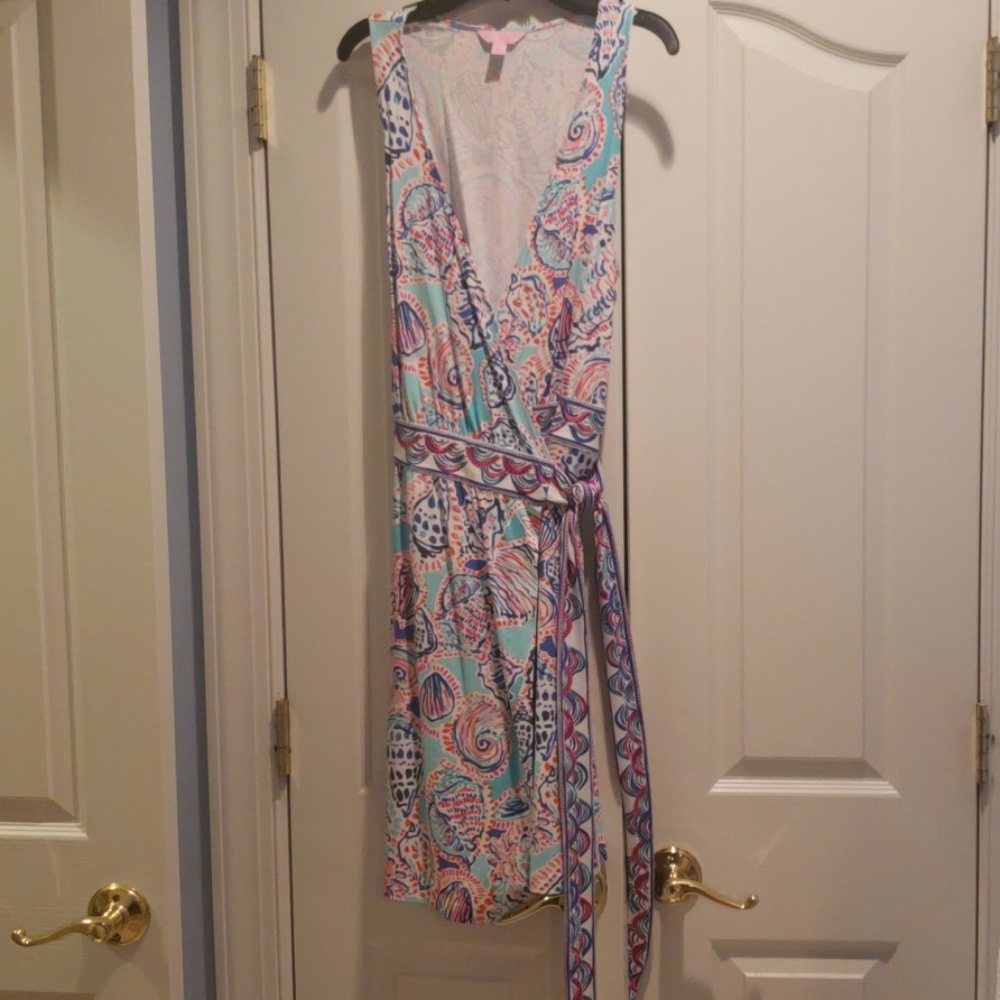 LILLY PULITZER Shell Print Wrap Dress Size M
